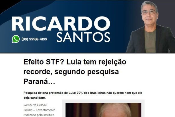 Blog do Ricardo Santos cita pesquisa realizado pela Paraná Pesquisas