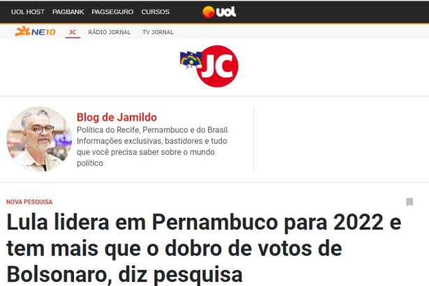 Portal JC - Blog de Jamildo divulga pesquisa realizado pela Paraná Pesquisas
