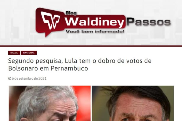Blog Waldiney Passos divulga pesquisa realizado pela Paraná Pesquisas