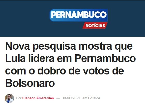 Pernambuco Notícias divulga pesquisa realizado pela Paraná Pesquisas