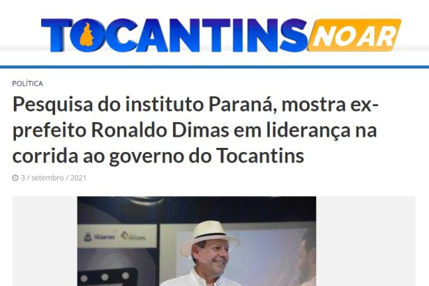 Tocantins no Ar divulga pesquisa realizado pela Paraná Pesquisas