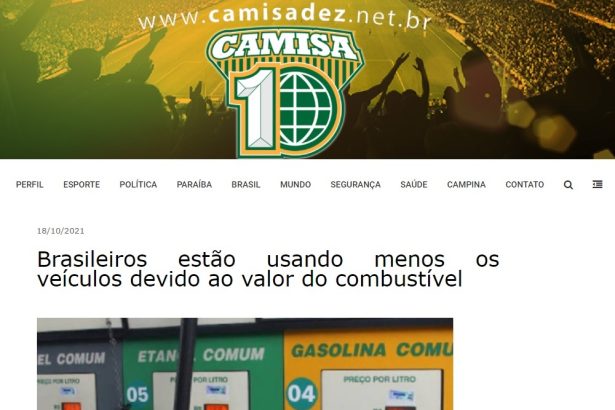 Site Camisa dez divulga pesquisa nacional realizado pela Paraná Pesquisas