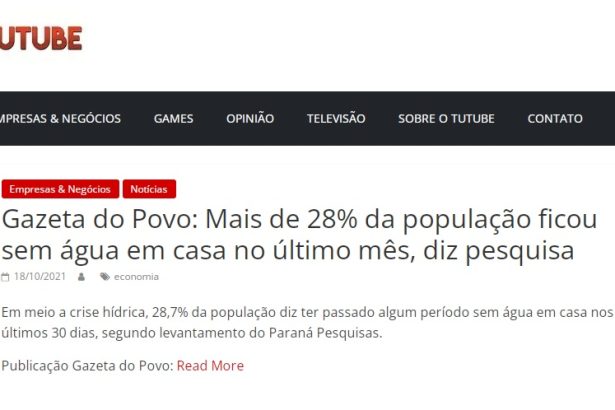Portal Tutube cita pesquisa nacional realizado pela Paraná Pesquisas