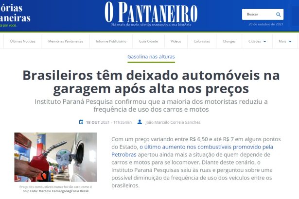 Jornal O Pantaneiro divulga pesquisa nacional realizado pela Paraná Pesquisas