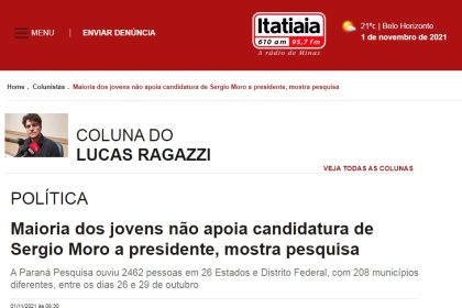 Rádio Itatiaia divulga pesquisa nacional realizado pela Paraná Pesquisas