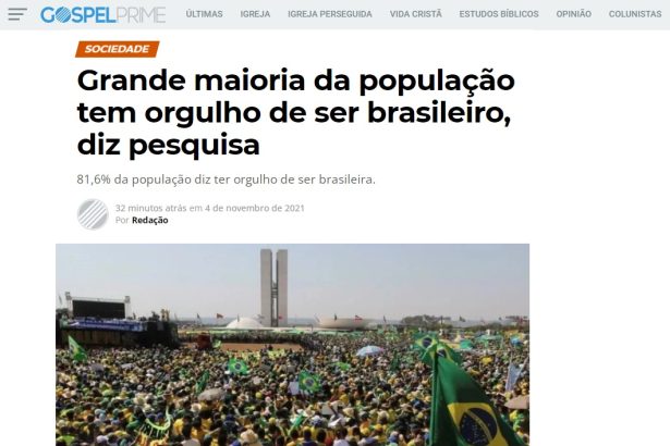 O site Gospel Prime divulga pesquisa nacional realizado pela Paraná Pesquisas