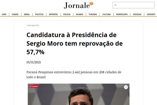 Jornale divulga pesquisa nacional realizado pela Paraná Pesquisas