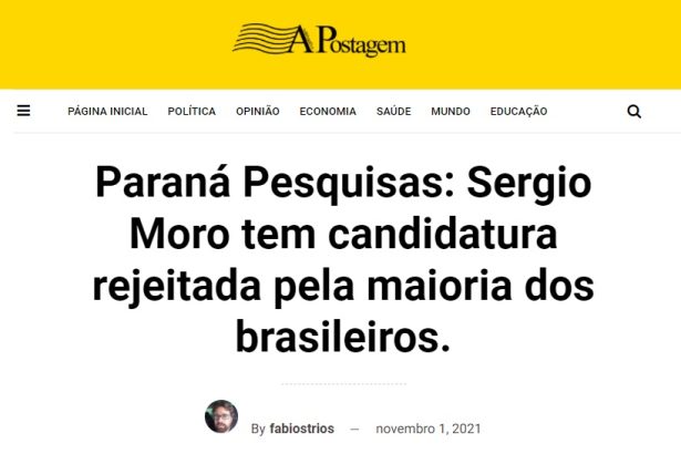 Blog A Postagem divulga pesquisa nacional realizado pela Paraná Pesquisas