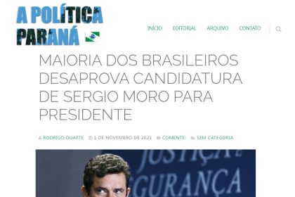 A Política Paraná divulga pesquisa nacional realizado pela Paraná Pesquisas
