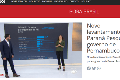 Bora Brasil divulga pesquisa realizada pela Paraná Pesquisas.
