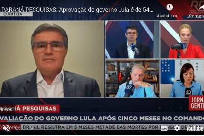 Band cita pesquisa realizada pela Paraná Pesquisas.