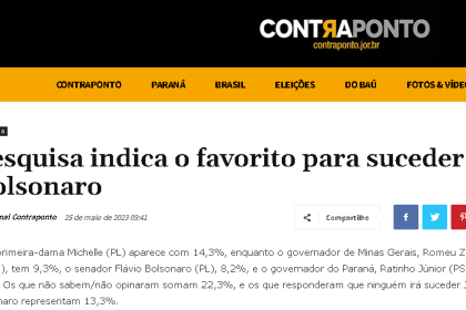 Contra Ponto cita pesquisa realizada pela Paraná Pesquisas.
