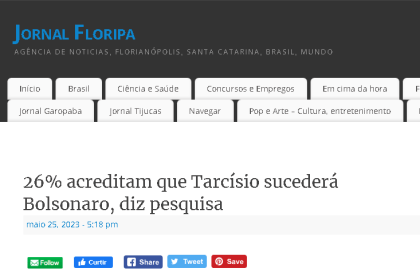 Jornal Floripa cita pesquisa realizada pela Paraná Pesquisas.