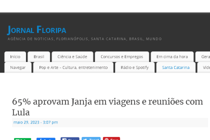 Jornal Floripa cita pesquisa pesquisa realizada pela Paraná Pesquisas.