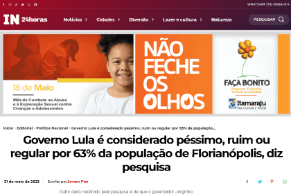 Itamaraju Notícias cita pesquisa realizada pela Paraná Pesquisas.