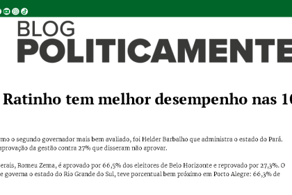 Blog Politicamente cita pesquisa realizada pela Paraná Pesquisas.
