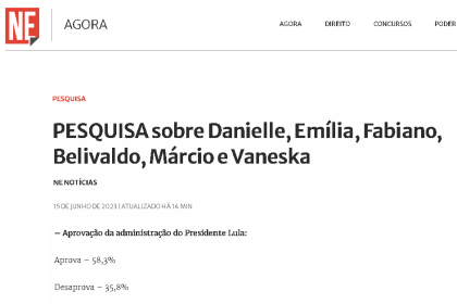 NE Notícias cita pesquisa realizada pela Paraná Pesquisas.
