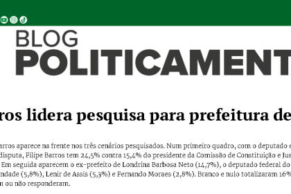 Blog Politicamente cita pesquisa realizada pela Paraná Pesquisas.