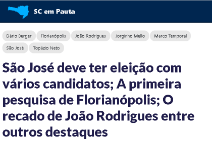 SC em Pauta cita pesquisa realizada pela Paraná Pesquisas.