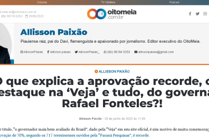 Oito Meia cita pesquisa realizada pela Paraná Pesquisas.