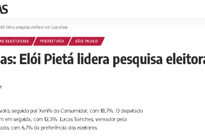 Notícias 24 Horas cita pesquisa realizada pela Paranpa Pesquisas.