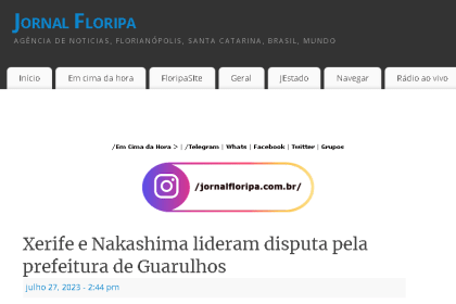 Jornal Floripa cita pesquisa realizada pela Paraná Pesquisas.