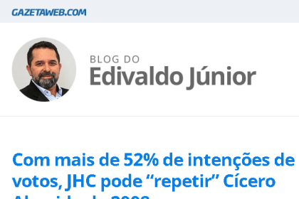 Blog do Edivaldo Júnior cita pesquisa realizada pela Paraná Pesquisas.