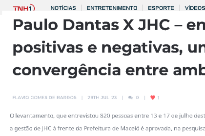 Blog TNH1 cita pesquisa realizada pela Paraná Pesquisas.
