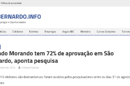 São Bernardo do Campo.Info cita pesquisa realizada pela Paraná Pesquisas.
