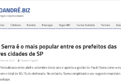 Santo Andre.Biz cita pesquisa realizada pela Paraná Pesquisas.