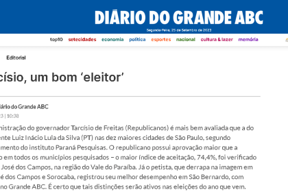 Diário do Grande ABC cita pesquisa realizada pela Paraná Pesquisas.