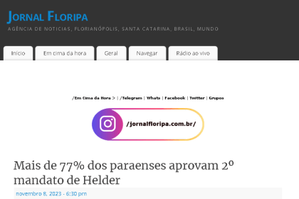 Jornal Floripa cita pesquisa realizada pela Paraná Pesquisas.