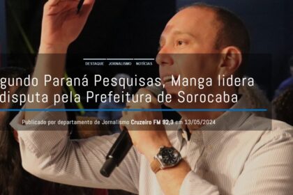 Cruzeiro FM cita pesquisa realizada pela Paraná Pesquisas em Sorocaba.