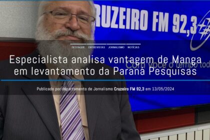 Cruzeiro FM cita pesquisa realizada pela Paraná Pesquisas em Sorocaba.