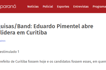 Band Paraná cita pesquisa realizada pela Paraná Pesquisas em Curitiba.