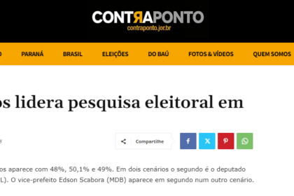 Contra Ponto cita pesquisa realizada pela Paraná Pesquisas.