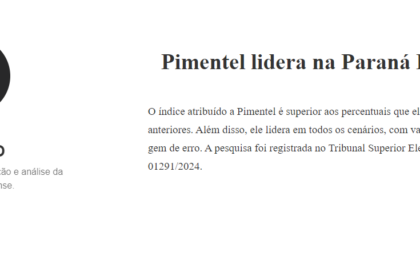 Paraná Político cita pesquisa realizada pela Paraná Pesquisas.