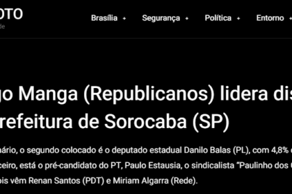 Blog Junior Takamoto cita pesquisa realizada pela Paraná Pesquisas em Sorocaba.
