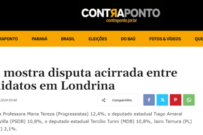 Contra Ponto cita pesquisa realizada pela Paraná Pesquisas em Londrina.