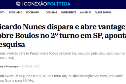 Conexão Política cita pesquisa realizada pela Paraná Pesquisas em São Paulo.