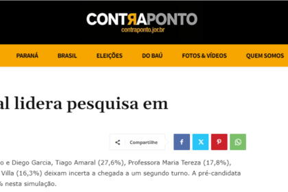 Contra Ponto cita pesquisa realizada pela Paraná Pesquisas em Londrina.