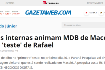 Gazeta Web cita trabalho da Paraná Pesquisas.