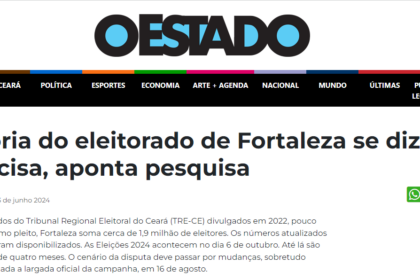 O Estado CE cita pesquisa realizada pela Paraná Pesquisas em Fortaleza.