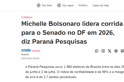 UOL Notícias cita pesquisa realizada pela Paraná Pesquisas no Distrito Federal.