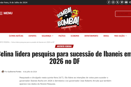 Bomba Bomba cita pesquisa realizada pela Paraná Pesquisas no Distrito Federal.