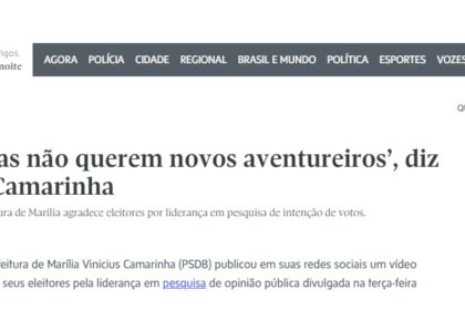 Marília Notícias cita pesquisa realizada pela Paraná Pesquisas em Marília.