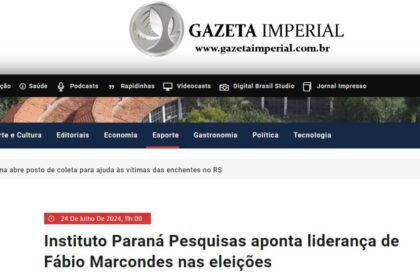 Gazeta Imperial cita pesquisa realizada pela Paraná Pesquisas em Lorena.