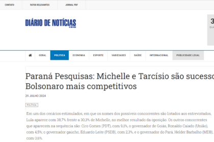 Diário de Notícias cita pesquisa realizada pela Paraná Pesquisas.