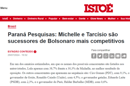 Isto É cita pesquisa realizada pela Paraná Pesquisas.