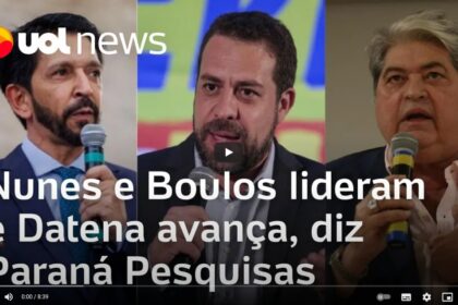 UOL Notícias cita pesquisa realizada pela Paraná Pesquisas em São Paulo.